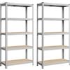 SONGMICS Set di 2 Scaffalature Resistente, Scaffale a 5 Ripiani Regolabili, 40 x 90 x 180 cm, Max. Carico di 875 kg (175 kg a Ripiano), in Garage, Cantina, Officina, Argento GLR80SV
