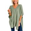 CUTeFiorino Cardigan giallo donna maglione donna tinta unita scollo a V maglia a righe moda poncho, mantello scollo a V, maglione a collo alto, verde, XL