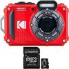 Kodak PIXPRO WPZ2 - Fotocamera digitale impermeabile da 16 MP con zoom ottico 4X (rosso) e scheda microSDHC da 32 GB con adattatore (2 pezzi)
