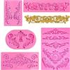 YINGLUOEU 5 Pezzi Stampo In Silicone Fondente Rilievo Vintage Barocco Stampo 3D Stampi In Silicone A Rilievo Per Decorazioni Di Dolci, Cupcake, Cioccolato