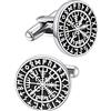 FaithHeart Gemelli per Camicia Abito Uomo Stile Vichingo Tecnologia di Rilievo 3D Rune Celtico Trinità Lupo in Argento/Nero Vintage Lucidatura Manuale Regalo per Lei Padre Ragazzi