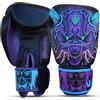 BUDDHA FIGHT WEAR - Guantoni da boxe Fantasy Luzbel - Muay Thai - Kick Boxing - Pelle sintetica di alta qualità - Tessuto interno resistente agli odori - Cuciture rinforzate - Colori blu - 12 Oz