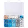 Rayher 14860356 Box perle silicone, blu chiaro, 61 pz, incl. filo, box