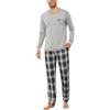 Litherday Pigiama Uomo Invernale Cotone Due Pezzi con Maglia Girocollo e Pantaloni Scozzesi Lunghi Comodi con Tasche per Casa Stile A-Blu Scuro M