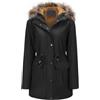 YFFUSHI Cappotto da donna, giacca parka invernale calda, spessa in pile con cappuccio, tasche autunnali, Nero , XXL