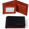 VISOUL Portafoglio Uomo in Vera Pelle con Tasca Portamonete, Portafoglio Bifold con Protezione RFID, 6 Scomparti per Carte, 1 Tasca Portamonete, 2 Scomparti per Portafogli e 2 Finestra ID