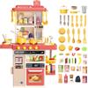 deAO Kitchen Toy Cucina per bambini con suoni e luci, vapore, 50PCS accessori da cucina per bambini include piatti, cibo, lavello, forno e piastre di cottura giocattoli, set da gioco per bambini