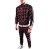 U/N Plaid Diagonale Stampato Tute da Basket Set di Abbigliamento Sportivo da Uomo Zip Up Tuta in Felpa Stand up Collare Polsini e Orlo a Costine