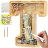 Lakpopya Salvadanaio in Legno Grand per Bambini Adulti Salvadanaio Lettre Personalizzato di A-Z con Area di Destinazione Salvadanaio Apribile Trasparente per Decorazione Regalo Battesimo (T)