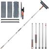 Wiseten Kit Lavavetri, Lavavetri Professionale con Copertura Rotante e Manico Telescopico da 58 a 200cm, Strumenti per la Pulizia di Finestre Alte per Interni ed Esterni