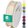 Halbach Seidenbänder Nastro regalo di alta qualità con bordo in filo, larghezza 25 mm, lunghezza 25 m, certificato Öko-Tex 100, prodotto in Germania, colore: sabbia
