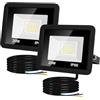 Caldarax 2 Pezzi Faretto LED da Esterno 20W, 2000LM 6000K Bianco Freddo, Impermeabile IP66 Faretti LED Esterni per Giardino, Garage, Cortile