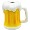 Dekohelden24 Salvadanaio a forma di bicchiere da birra, con salvadanaio, bianco e giallo, dimensioni (L x P x A): circa 14 x 13 x 14 cm