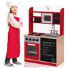 BAKAJI Cucina Legno Giocattolo per Bambini con Anta e Cassetti Lavagna 60x30x90cm Rosso