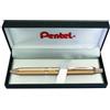 Pentel BL407X-BOX EnerGel - Penna roller in gel sterling, con cassa dorata, spessore tratto 0,35 mm, diametro sfera 0,7 mm, nero, 1 pezzo (confezione da 1)