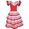 La Senorita Spagnolo Flamenco vestito/costume per ragazze/bambina Rosso/Bianco Taglia 10, 128-134 lunghezza 85cm 8/9 anni
