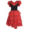 La Senorita Spagnolo Flamenco Vestito/Costume per Ragazze/Bambina Rosso/Nero Taglia 10, 128-134 Lunghezza 85cm 8/9 Anni