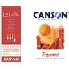 Canson Figueras, Carta Olio, Grana imitazione lino, 290 gsm, Blocco incollato sul lato corto, A3-29,7 x 42 cm, Bianco, 10 fogli