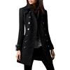 tinetill Cappotto in Lana Donna Trench Colletto Rovesciato Giacca Invernale Cardigan a Doppio Petto Cappotto con Bottoni Antivento Cappotto Caldo di Transizione Parka in Pelle Scamosciata