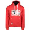 GEO NORWAY GPEPE Men - Felpa con Cappuccio da Uomo - Felpa con Cappuccio da Uomo A Manica Lunga Casual Felpa Manica Lunga Tasca - Hoodie Giacca Shirt Logo Vestibilita Hood Fit Sport (M, Rosso)