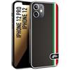 CUSTOMIZZA - Custodia cover nera morbida in tpu compatibile per iPhone 12-12 PRO effetto fibra di carbonio bandiera Italia made in Italy