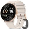 DekeFit Smartwatch Donna con Chiamate Bluetooth, 1.39AMOLED Orologio Smartwatch Donna con 24/7 Cardiofrequenzimetro, SpO2, Sonno, 120+ Modalità Sport, Notifiche Messaggi, IP68 iOS Android, Grigio Oro