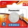 Panasonic Batteria al litio CR2032 da 3 V, 2 confezioni da 5 pezzi = 10 batterie monouso