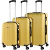 ITACA - Set valigie - Set Valigie Rigide Offerte. Valigia Grande Rigida, Valigia Media Rigida e Bagaglio a Mano. Set di Valigie con Lucchetto Combinazione TSA, Giallo