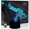Comiwe Fucile Pistola 3D Illusion Luce Notturna Giocattoli 16 Colori Cambiano Smart Touch & Telecomando,Decor per la Casa Lampada da Comodino LED Lampada da Scrivania,Regalo di Natale per Ragazzi,Bambini