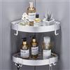 GERUIKE Mensola Doccia Angolare Senza Foratura Adesiva Mensole Bagno a Parete Organizer Bagno Portaoggetti Doccia Argento in Alluminio 2 Pezzi Porta Shampoo Bagnoschiuma da Doccia