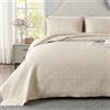 Qucover Copriletto Matrimoniale 260 x 280 cm, Trapuntato in 100% Microfibra, Con 2 Federe 50x75cm, Coperta Divano Giorno, Multiuso (Beige)
