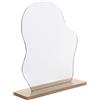 ChAusa Acrilico Specchio Irregolare 24x19cm Specchio Senza Cornice,Specchio da Scrivania,Vanity Mirror,Specchio Trucco da Tavolo con Base in Legno per Camera da Letto e Aesthetic Room Decor