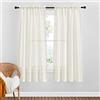 PONY DANCE Tende Cucina Semitrasparenti con Tasca 2 Pezzi 132x160 CM Tende Soggiorno con Effetto Lino Curtains per Camera da Letto Moderne, Beige Chiaro