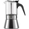 GRÄWE Caffettiera in acciaio inox con caraffa in vetro per induzione e tutti i piani cottura, lavabile in lavastoviglie, 6 tazze, 260 ml