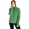 SAOL Maglione da donna in lana irlandese con cavo lavorato a maglia, prodotto in Irlanda, Verde, S