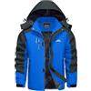 KEFITEVD Giacca da snowboard da uomo con calda imbottitura, giacca da sci in softshell impermeabile con cappuccio, giacca invernale in pile traspirante, Nero., XXXL