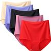 Qrity 5 Pezzi Elastico Mutande Donna Vita Alta, Tanga a Vita Alta, Mutande Invisibile Senza Cuciture, Slip Donna Vita Alta, Pantaloni di Seta di Ghiaccio -XXL
