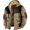 Generic Giacca a buffer da uomo, parka invernale, giacca da sci spessa, calda, traspirante, calda, con cappuccio e imbottitura in softshell, Khaki-2., M