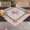 PETTI Artigiani Italiani - Centrotavola Natalizio, Centrotavola da Tavolo Cucina Natalizio, Runner Centrotavola 90x90 cm, Centrotavola Fiocco Rosa Piume, 100% Made in Italy