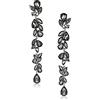 EVER FAITH Matrimonio Strass Cristalli Chandelier Orecchini pendenti per Donne Spose, Art Deco Marquise Goccia Sposa Pendente lungo per Prom Grigio Argento-fondo