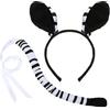 XEPST Set di costumi da zebra, orecchie e coda zebra, con orecchie, fascia e coda, per costume da animale, cosplay, feste di compleanno, Halloween, feste in maschera