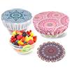 PHOGARY Set di 3 Coperchi Riutilizzabili per Ciotola, Coperture in Tessuto, Alternativa per Coperture in Plastica da Cucina per Panini e Ciotole (Misura 5-11 Pollici), Bordo Elastico (Mandala A)