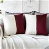 Artscope Set di 2 Velluto Federe Copricuscini Decorativi Fodere per Cuscini Patchwork in Pelle Oro per da Letto Soggiorno Divano Auto Fodera per Cuscini 45x45cm, Vino Rosso e Bianco