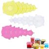 ZKSXOA 18 Pezzi Coperchio in Silicone Estensibile,Coperchi Silicone Estensibile di 6 Dimensioni,Riutilizzabile e permanentemente espandibile,per barattoli, Ciotole, Bottiglie,Bianco, Rosa, Giallo