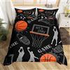Homemissing Set di biancheria da letto con motivo pallacanestro, con copripiumino sportivo 3D, per bambini, ragazzi, ragazze, in microfibra, regalo per giocatore di basket, copripiumino singolo