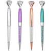 HQdeal Penna a Sfera Con Diamante, 4 Pezzi in Metallo Con Cristallo, Inchiostro Nero per Cartoleria Scolastica e Forniture per Ufficio - per Donne e Ragazze