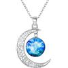 Clearine Collana Argento 925 Oroscopo Zodiaco 12 Costellazione Astrologia Galassia & Mezzaluna Luna Perle di vetro Pendente Bilancia
