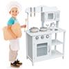 BAKAJI Cucina in legno Giocattolo Bambini con Pentole e Accessori Gioco Bianco 60x30x85
