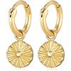 Elli Orecchini da donna Ciondolo Sun Antique Vintage Trend in 925 Sterling Silver Placcato Oro