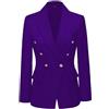 Botong Giacca da donna con risvolto tacca casual slim fit giacca business cappotto doppiopetto con maniche lunghe, Viola, 48